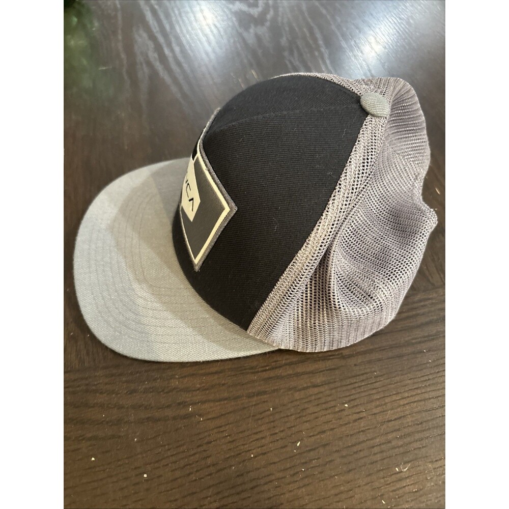 RVCA Trucker Hat Grey Black Snapback Mesh Cap Wool Acrylic Nylon - Picture 2 of 7